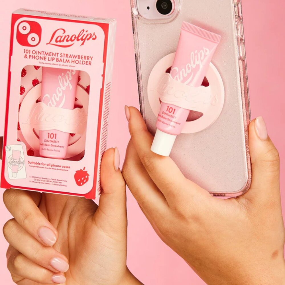 Lanolips - 101 Ointment Strawberry & Phone Lip Balm Holder